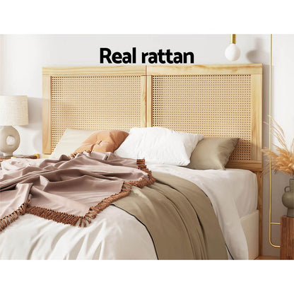 Artiss Bed Head Headboard Double Rattan - RIBO Pine - Cosy Abode