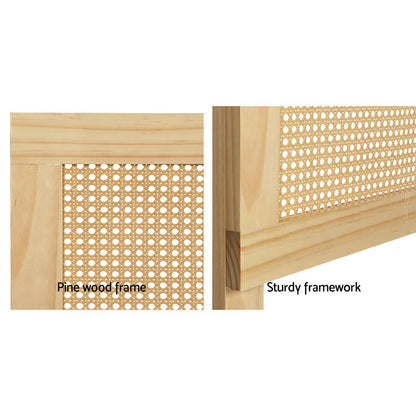 Artiss Bed Head Headboard Double Rattan - RIBO Pine - Cosy Abode