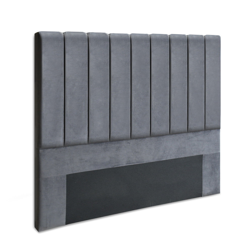 Artiss Bed Head Headboard Double Velvet - VELA Grey - Cosy Abode