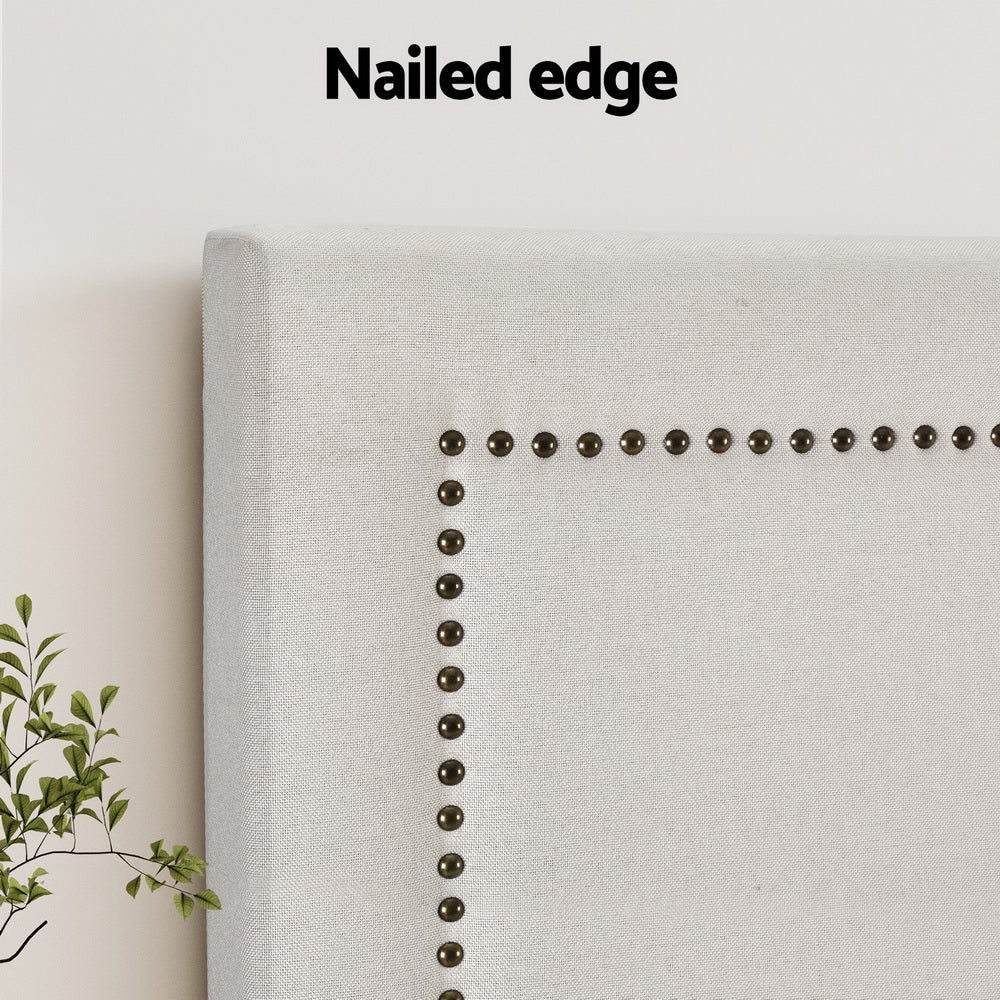 Artiss Bed Head Headboard King Fabric - RIVE Beige White - Cosy Abode