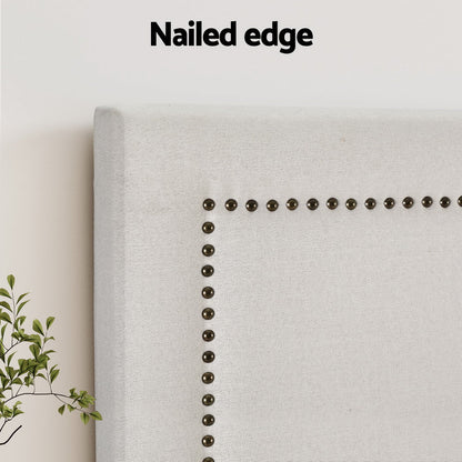 Artiss Bed Head Headboard King Fabric - RIVE Beige White - Cosy Abode