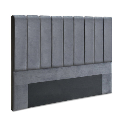 Artiss Bed Head Headboard King Velvet - VELA Grey - Cosy Abode