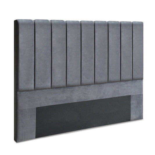 Artiss Bed Head Headboard King Velvet - VELA Grey - Cosy Abode