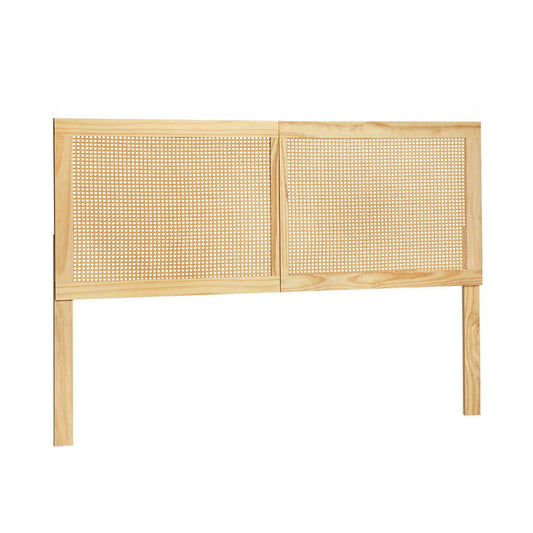 Artiss Bed Head Headboard Queen Rattan - RIBO Pine - Cosy Abode