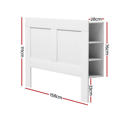 Artiss Bed Head Headboard Queen with Shelves - CABI White - Cosy Abode