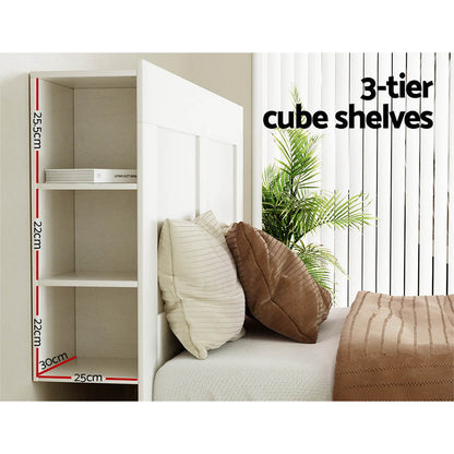 Artiss Bed Head Headboard Queen with Shelves - CABI White - Cosy Abode