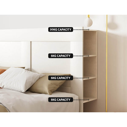 Artiss Bed Head Headboard Queen with Shelves - CABI White - Cosy Abode