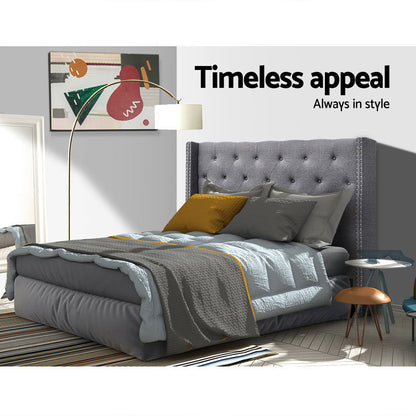 Artiss Bed Head Queen Size Fabric - LUCA Grey - Cosy Abode