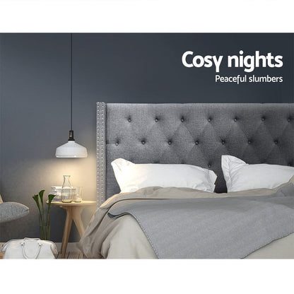 Artiss Bed Head Queen Size Fabric - LUCA Grey - Cosy Abode