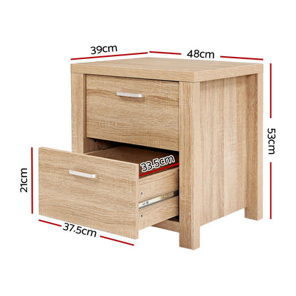 Artiss Bedside Table 2 Drawers - MAXI Pine - Cosy Abode