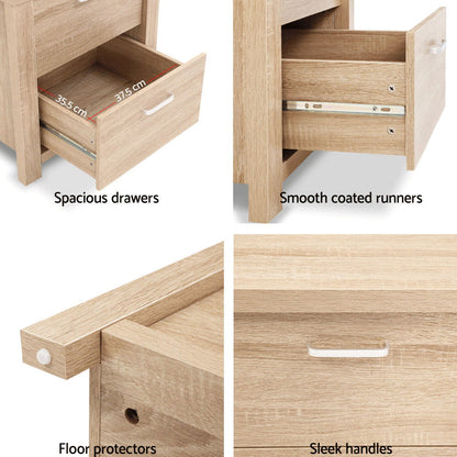 Artiss Bedside Table 2 Drawers - MAXI Pine - Cosy Abode