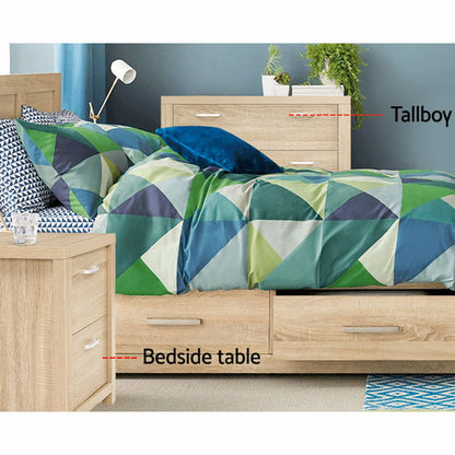 Artiss Bedside Table 2 Drawers - MAXI Pine - Cosy Abode