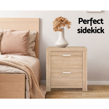 Artiss Bedside Table 2 Drawers - MAXI Pine - Cosy Abode