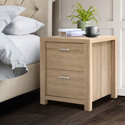 Artiss Bedside Table 2 Drawers - MAXI Pine - Cosy Abode
