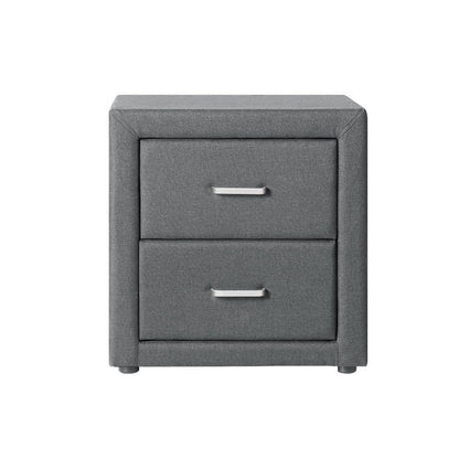 Artiss Bedside Table 2 Drawers Fabric - CADEN Grey - Cosy Abode