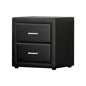 Artiss Bedside Table 2 Drawers Side Table Leather - CADEN Black - Cosy Abode