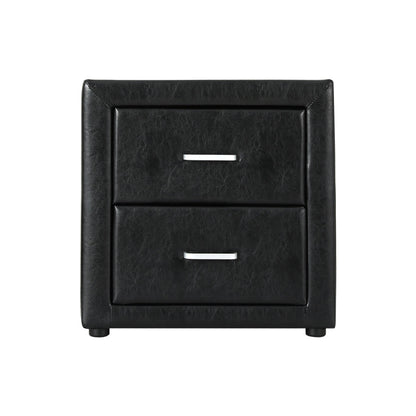 Artiss Bedside Table 2 Drawers Side Table Leather - CADEN Black - Cosy Abode