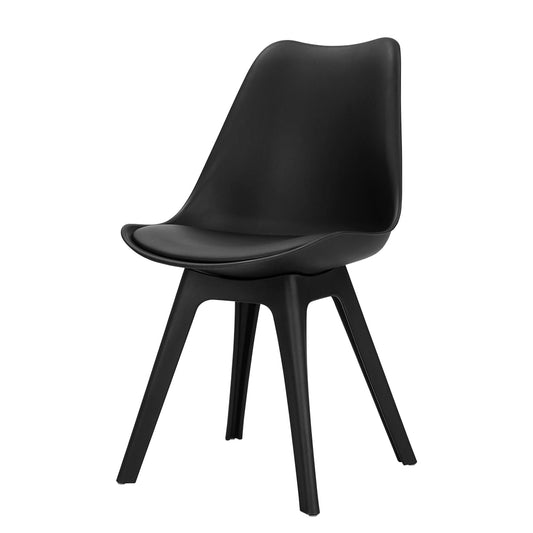 Artiss Dining Chairs Set of 4 Leather Plastic DSW Replica Black - Cosy Abode