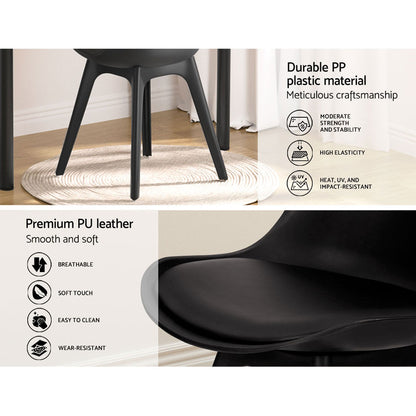 Artiss Dining Chairs Set of 4 Leather Plastic DSW Replica Black - Cosy Abode