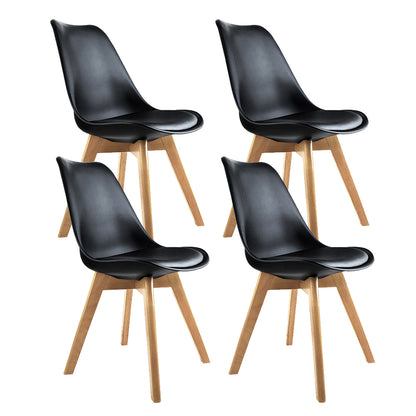 Artiss Dining Chairs Set of 4 Leather Plastic DSW Replica Wooden Black - Cosy Abode