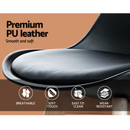 Artiss Dining Chairs Set of 4 Leather Plastic DSW Replica Wooden Black - Cosy Abode