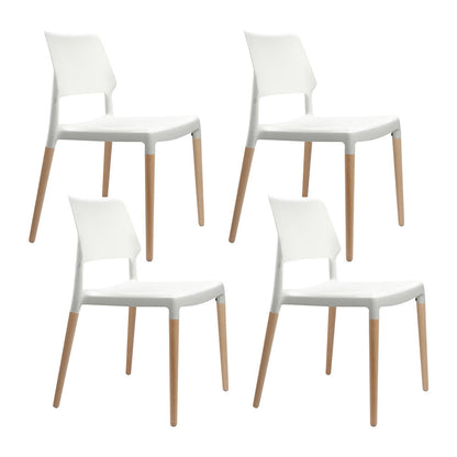 Artiss Dining Chairs Set of 4 Plastic Wooden Stackable White - Cosy Abode