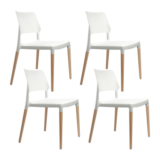 Artiss Dining Chairs Set of 4 Plastic Wooden Stackable White - Cosy Abode