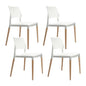 Artiss Dining Chairs Set of 4 Plastic Wooden Stackable White - Cosy Abode