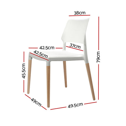 Artiss Dining Chairs Set of 4 Plastic Wooden Stackable White - Cosy Abode