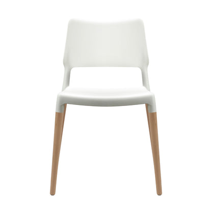 Artiss Dining Chairs Set of 4 Plastic Wooden Stackable White - Cosy Abode