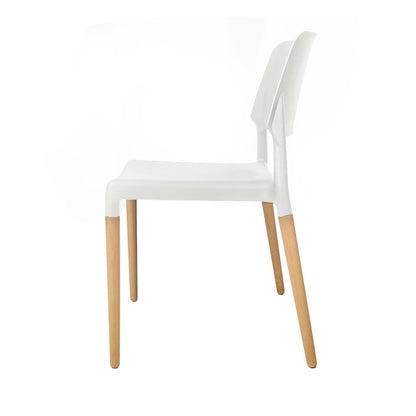 Artiss Dining Chairs Set of 4 Plastic Wooden Stackable White - Cosy Abode