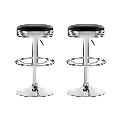 Artiss Set of 2 Backless PU Leather Bar Stools - Black and Chrome - Cosy Abode