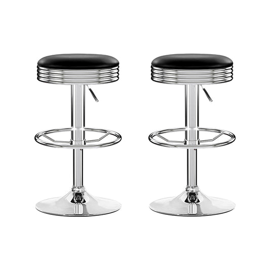 Artiss Set of 2 Backless PU Leather Bar Stools - Black and Chrome - Cosy Abode
