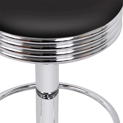 Artiss Set of 2 Backless PU Leather Bar Stools - Black and Chrome - Cosy Abode