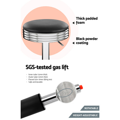 Artiss Set of 2 Backless PU Leather Bar Stools - Black and Chrome - Cosy Abode