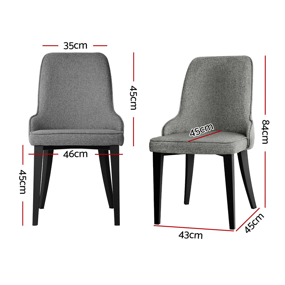 Artiss Dining Chairs Set of 2 Linen Fabric Grey - Cosy Abode