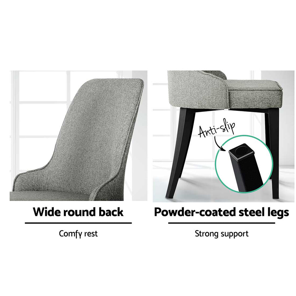 Artiss Dining Chairs Set of 2 Linen Fabric Grey - Cosy Abode