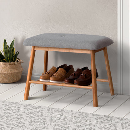 Artiss Shoe Rack Shoe Bench Fabric Seat 2 Pairs - Cosy Abode