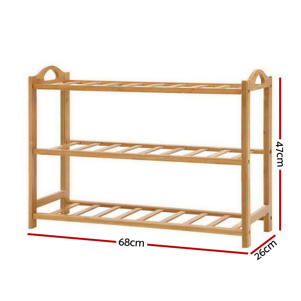 Artiss Shoe Rack Bamboo Shoe Storage 3-tier 9 Pairs - Cosy Abode
