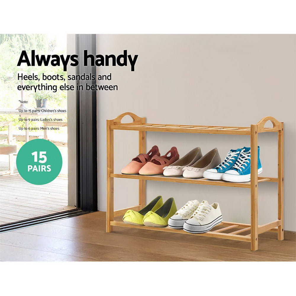 Artiss Shoe Rack Bamboo Shoe Storage 3-tier 9 Pairs - Cosy Abode