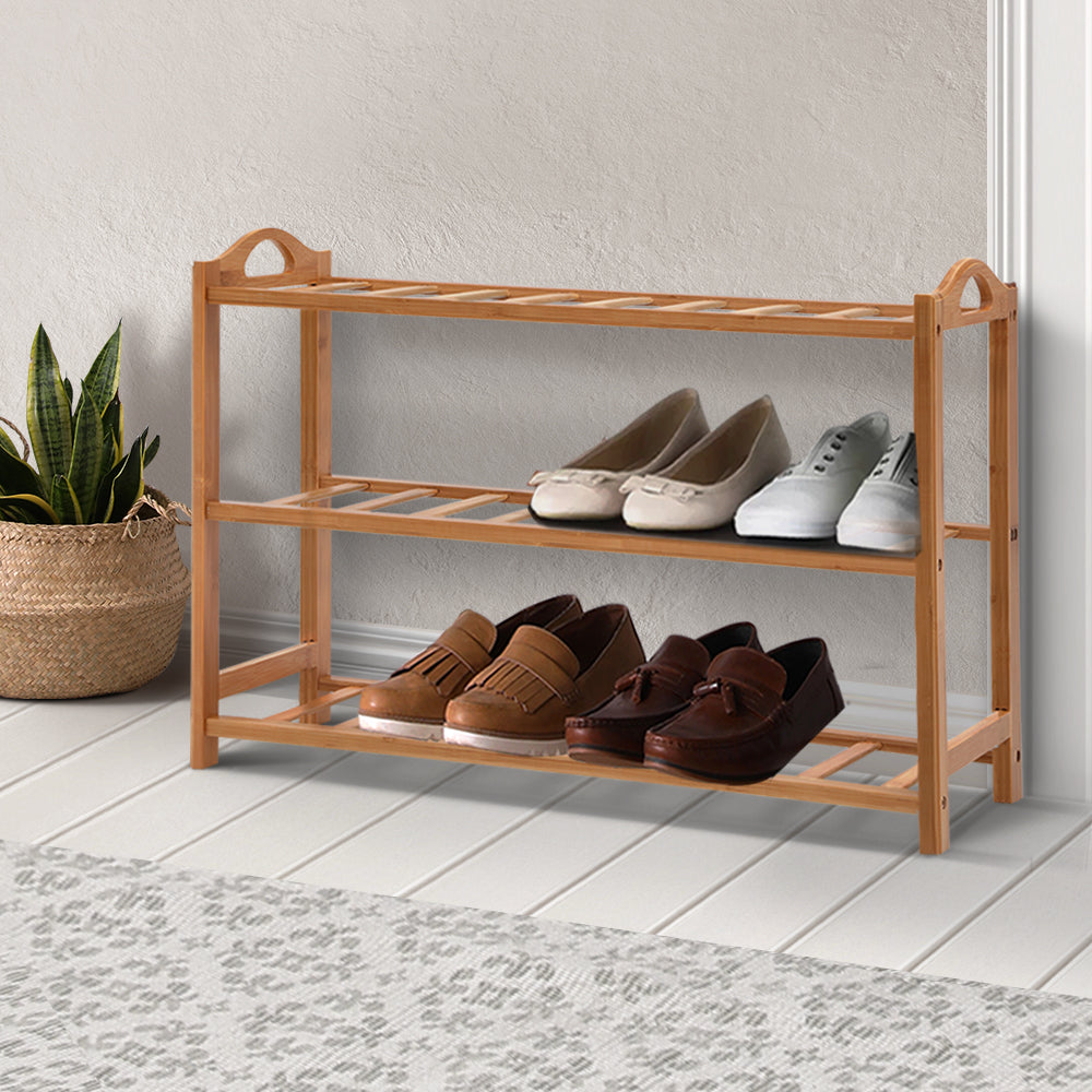 Artiss Shoe Rack Bamboo Shoe Storage 3-tier 9 Pairs - Cosy Abode
