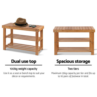 Artiss Shoe Rack Shoe Bench 10 Pairs Bamboo - Cosy Abode
