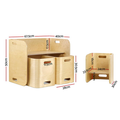 Keezi 3PCS Kids Table and Chairs Set Multifunctional Storage Desk - Cosy Abode