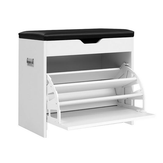 Artiss Shoe Rack Cabinet Bench 3-tier 15 Pairs White - Cosy Abode
