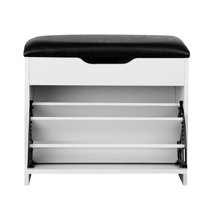 Artiss Shoe Rack Cabinet Bench 3-tier 15 Pairs White - Cosy Abode