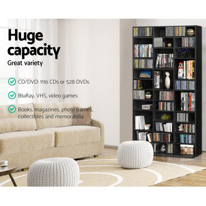 Artiss Bookshelf CD Storage Rack - BERT Black - Cosy Abode