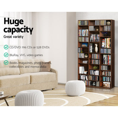 Artiss Bookshelf CD Storage Rack - BERT Brown - Cosy Abode