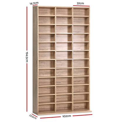 Artiss Bookshelf CD Storage Rack - BERT Oak - Cosy Abode