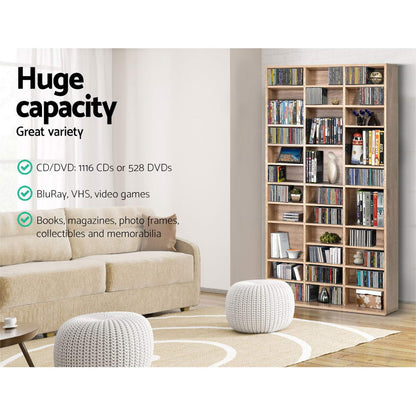 Artiss Bookshelf CD Storage Rack - BERT Oak - Cosy Abode