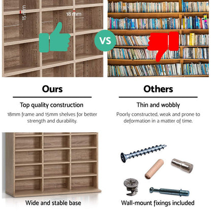 Artiss Bookshelf CD Storage Rack - BERT Oak - Cosy Abode